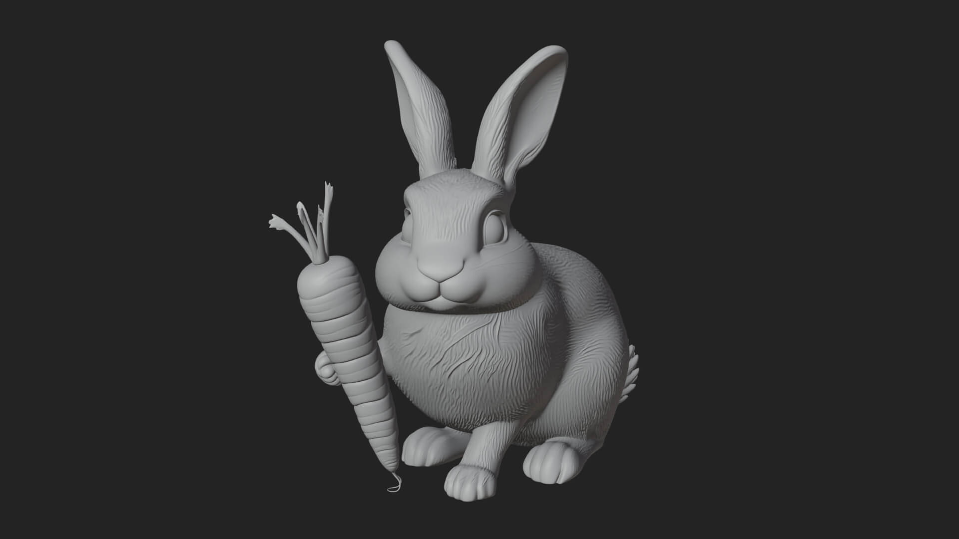 Rabbit with Carrot Statue Design 3 3D Print Model 3D Model