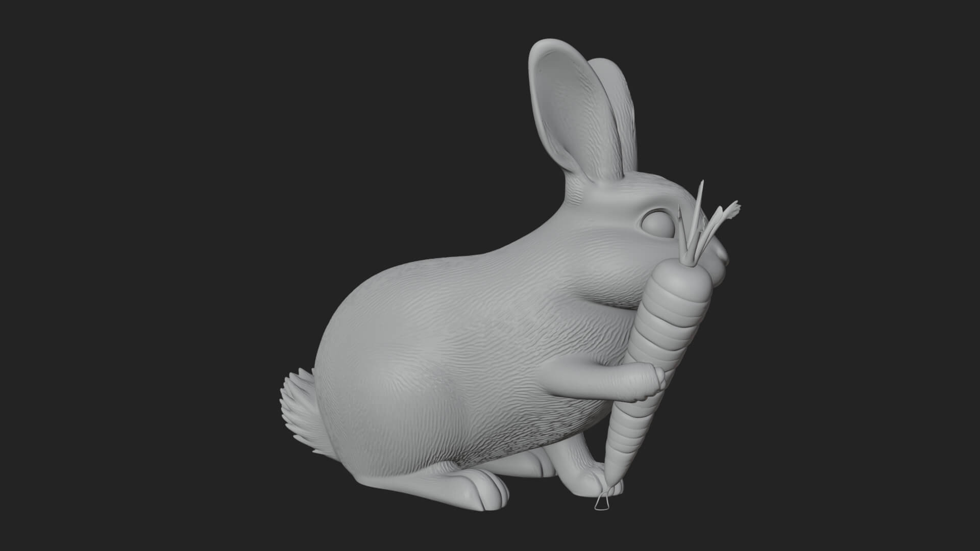 Rabbit with Carrot Statue Design 3 3D Print Model 3D Model