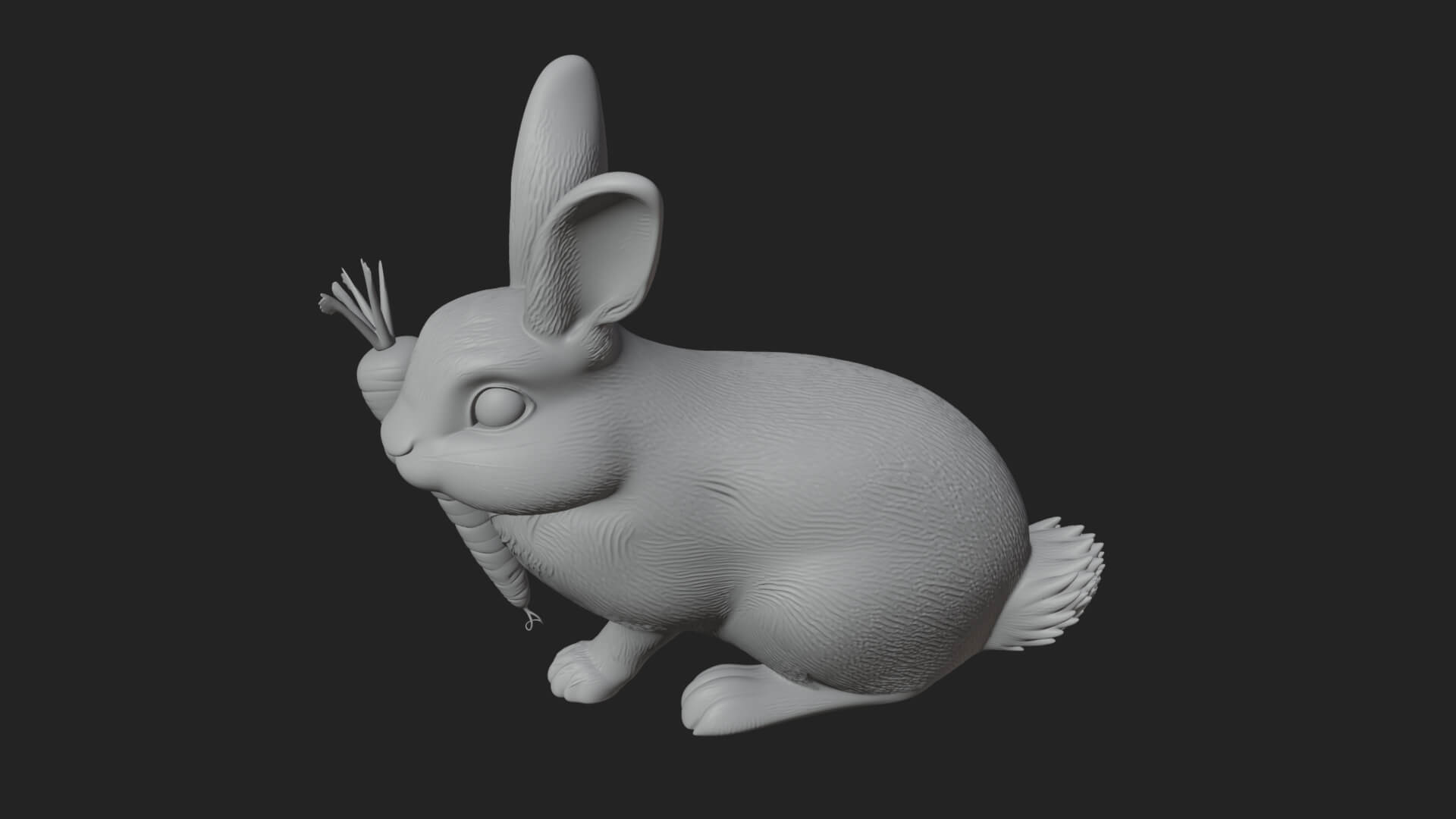 Rabbit with Carrot Statue Design 3 3D Print Model 3D Model