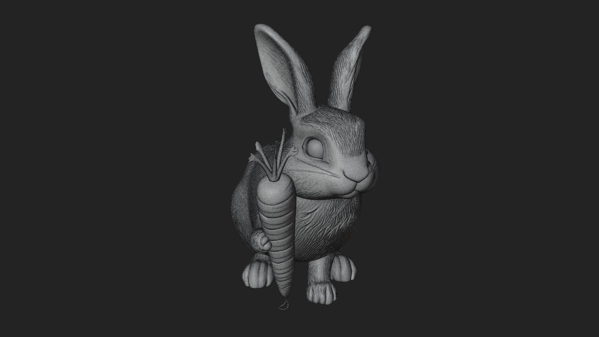 Rabbit with Carrot Statue Design 3 3D Print Model 3D Model