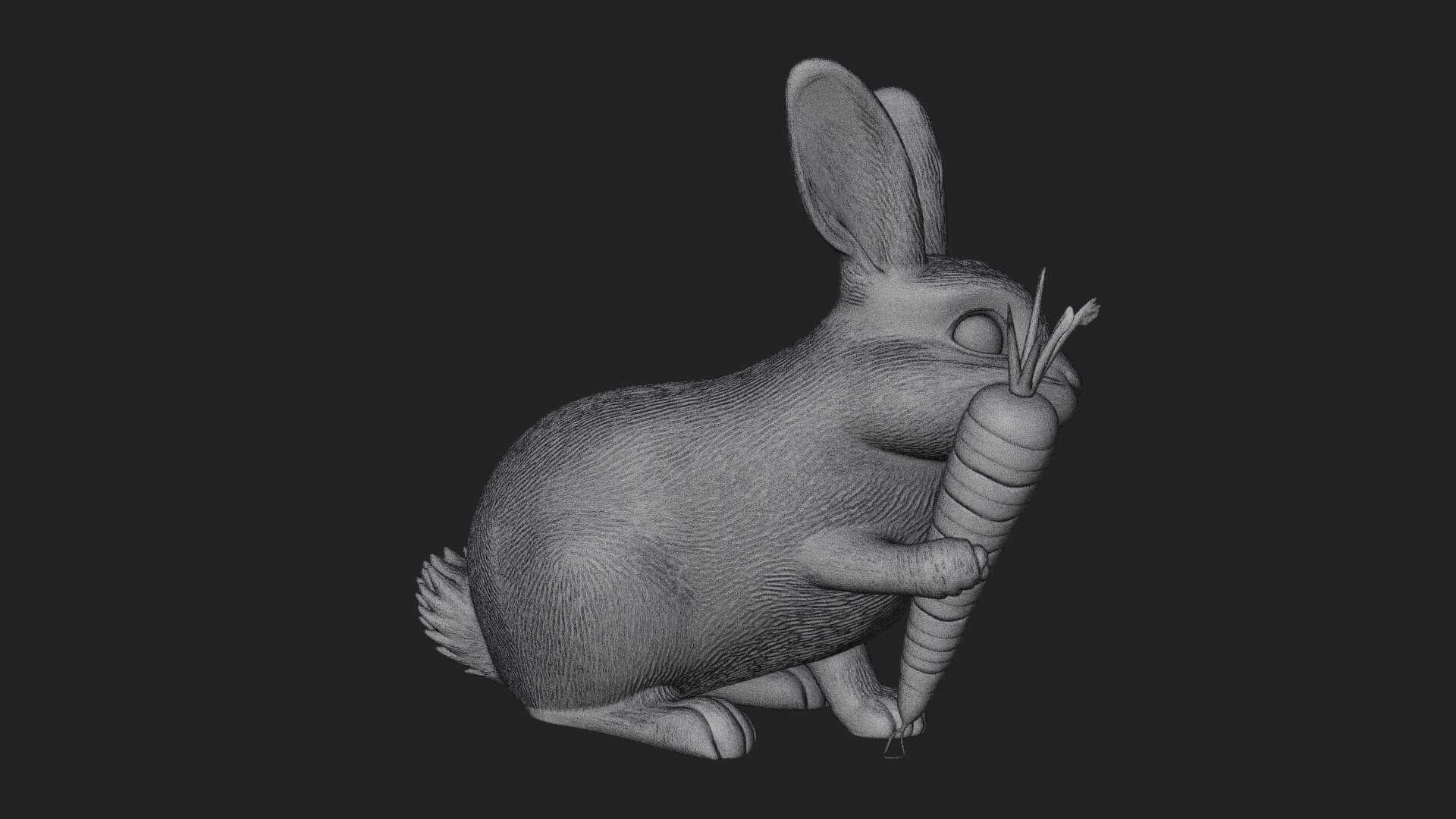 Rabbit with Carrot Statue Design 3 3D Print Model 3D Model