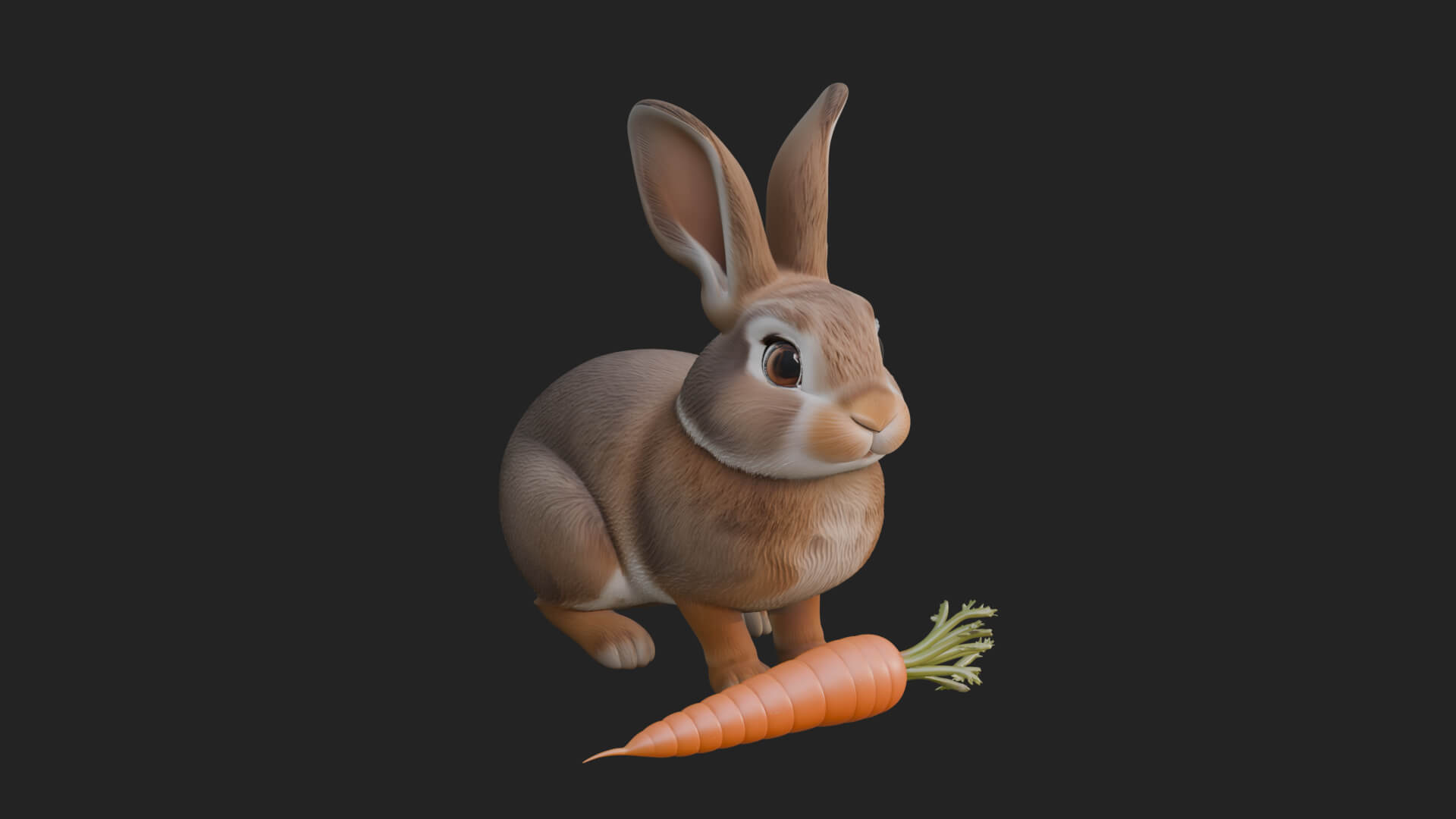 Rabbit with Carrot Statue Design 4 3D Print Model 3D Model
