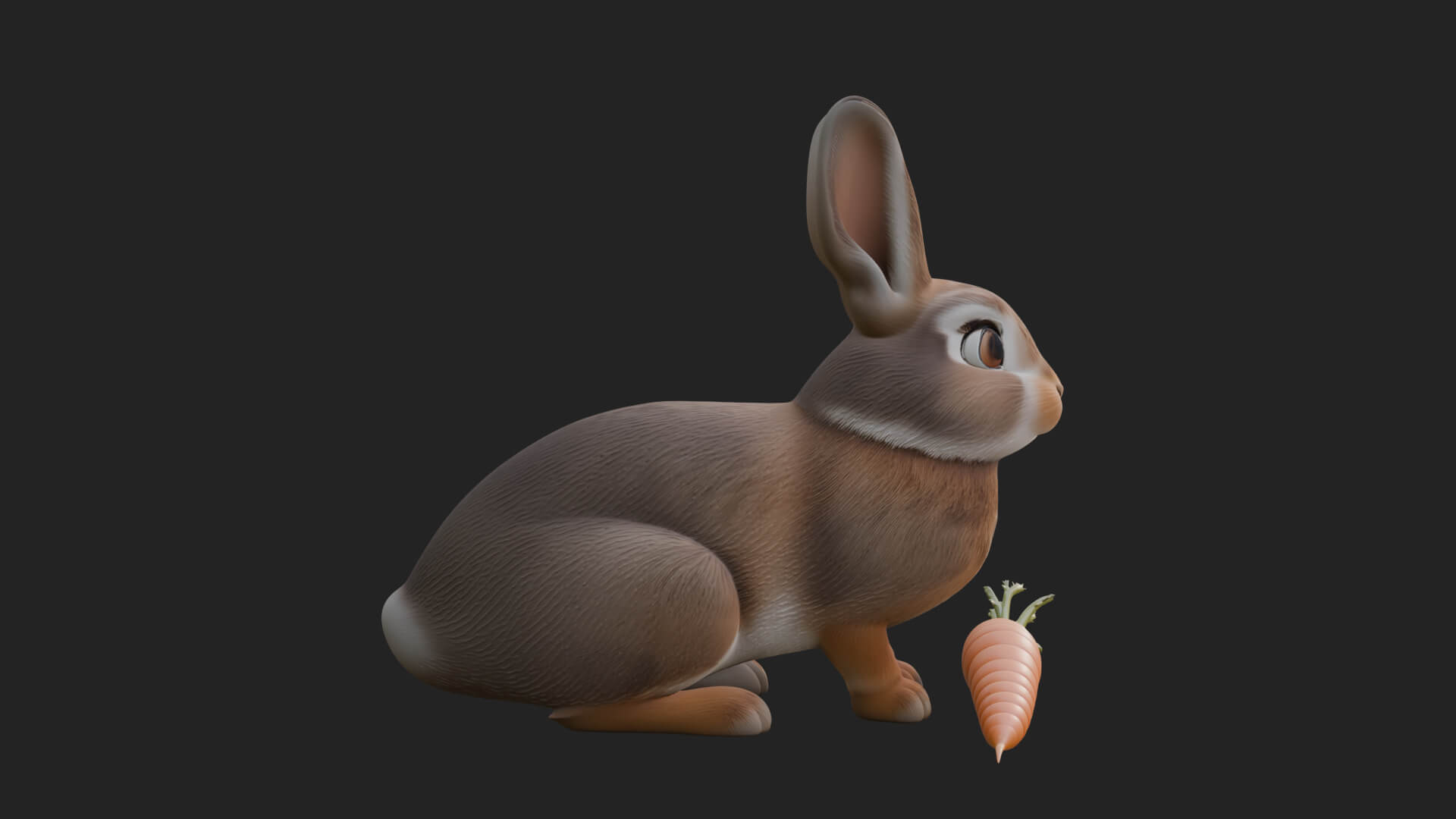 Rabbit with Carrot Statue Design 4 3D Print Model 3D Model