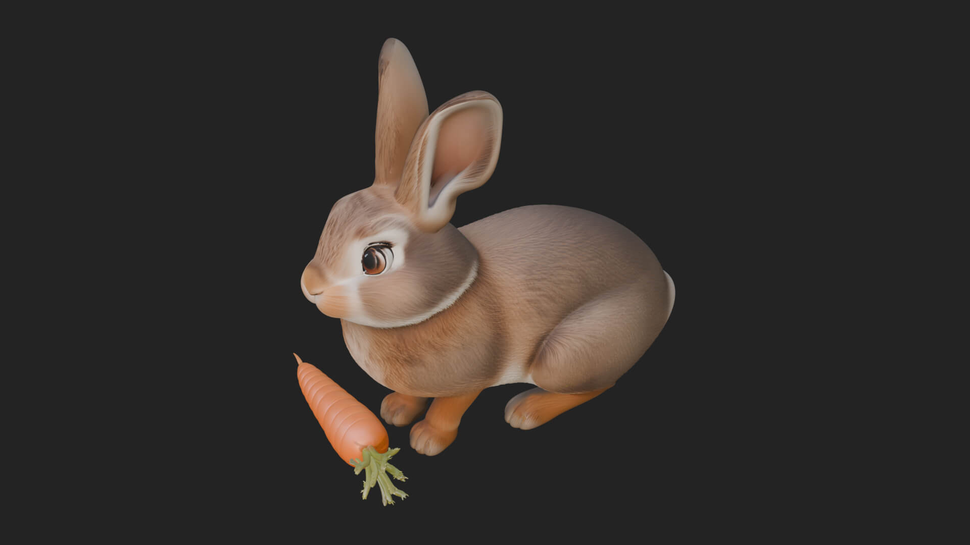 Rabbit with Carrot Statue Design 4 3D Print Model 3D Model