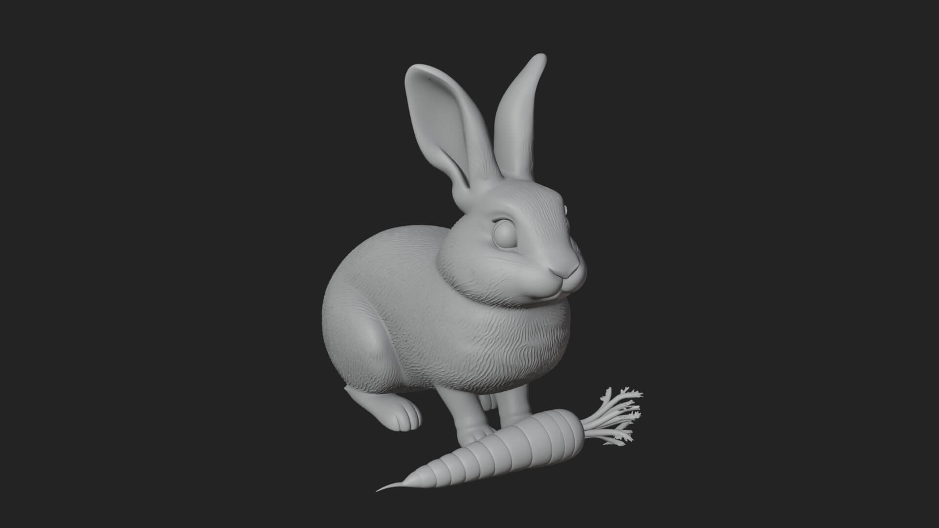 Rabbit with Carrot Statue Design 4 3D Print Model 3D Model