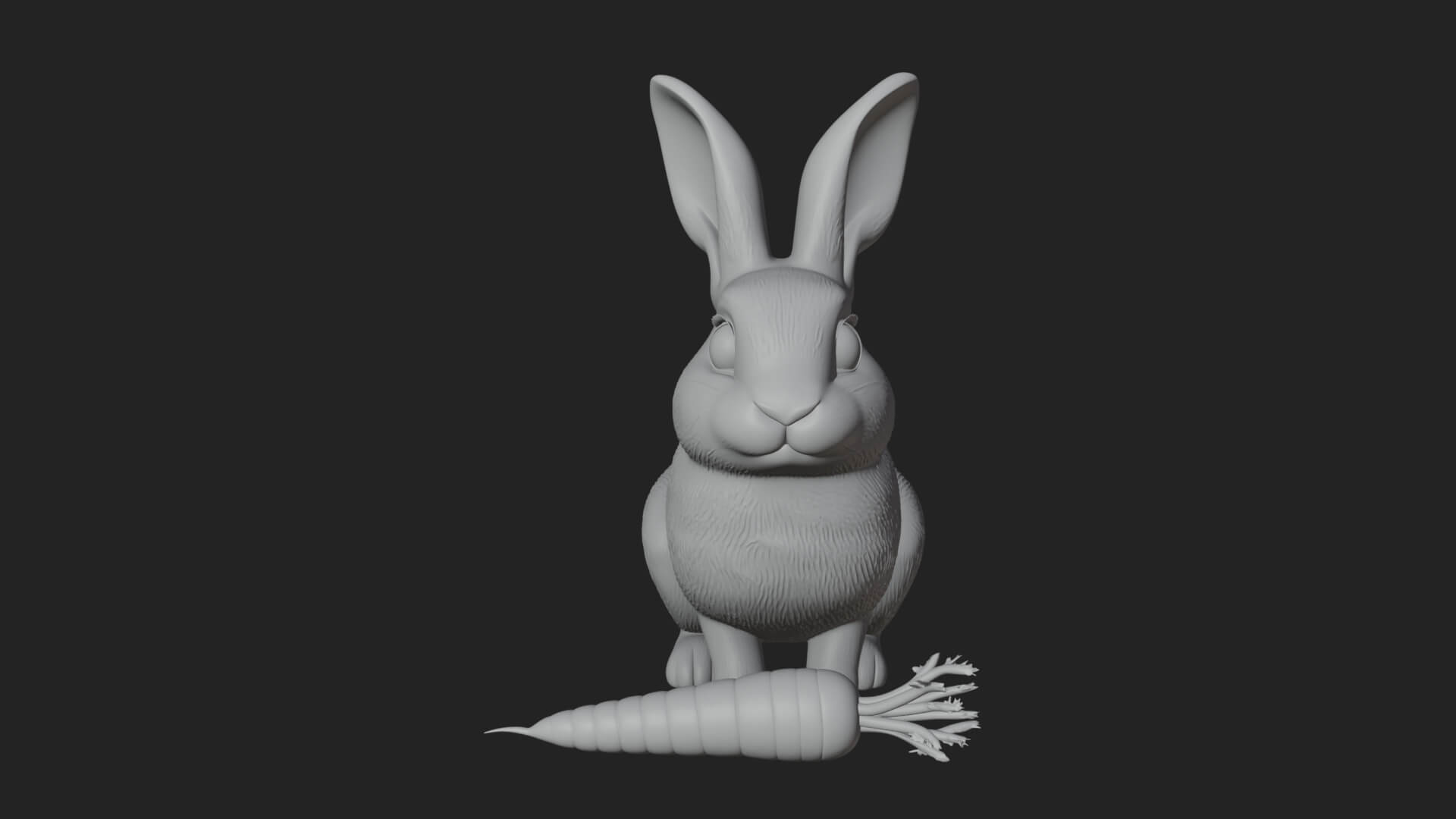 Rabbit with Carrot Statue Design 4 3D Print Model 3D Model