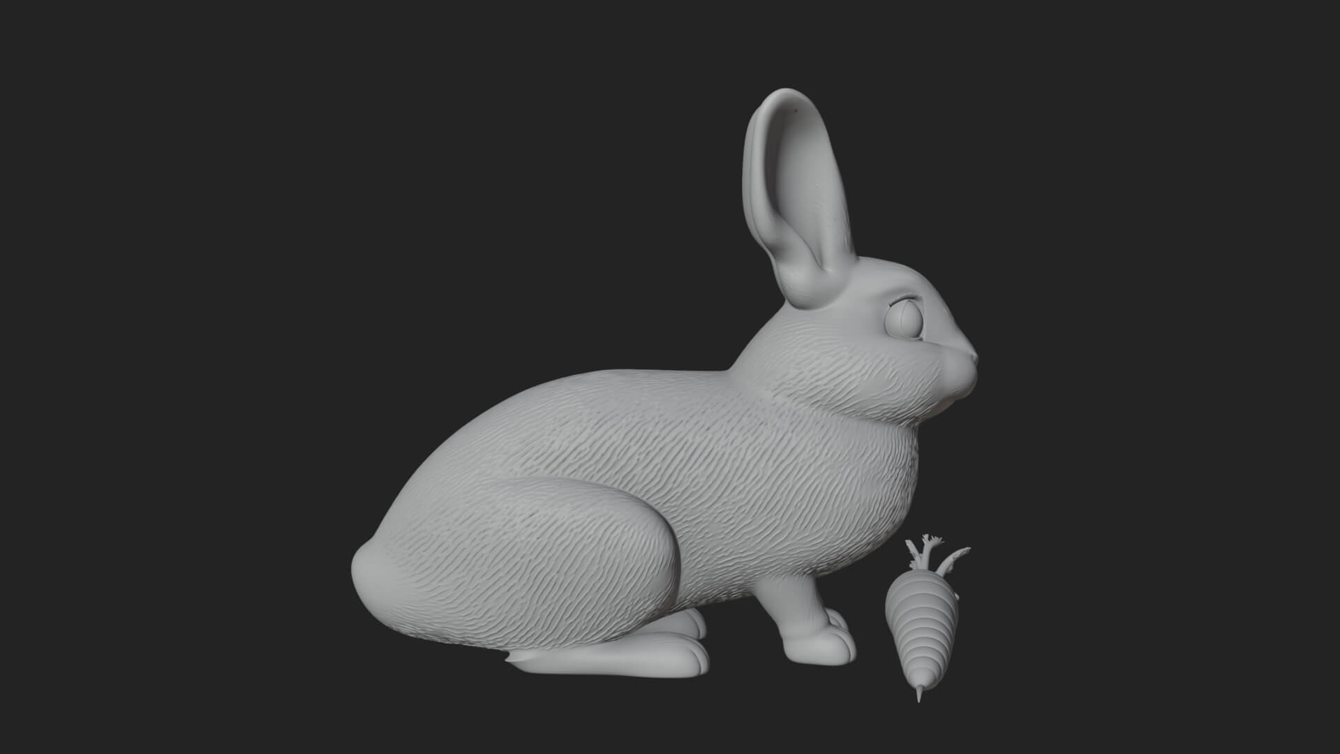 Rabbit with Carrot Statue Design 4 3D Print Model 3D Model