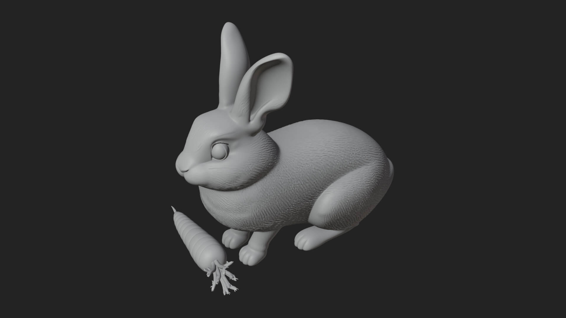 Rabbit with Carrot Statue Design 4 3D Print Model 3D Model