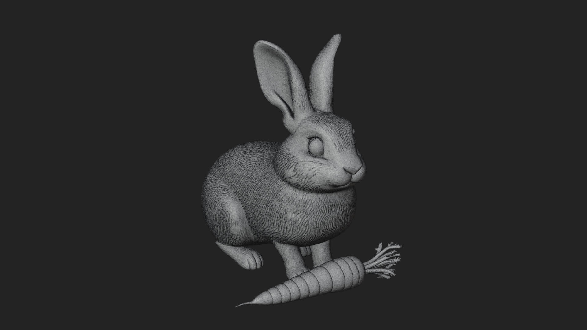 Rabbit with Carrot Statue Design 4 3D Print Model 3D Model