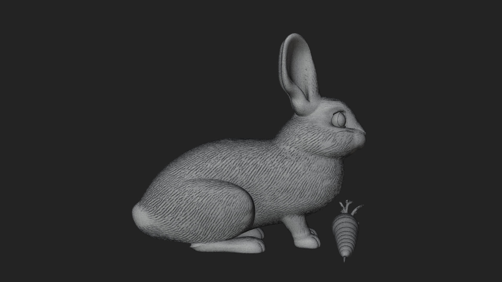 Rabbit with Carrot Statue Design 4 3D Print Model 3D Model