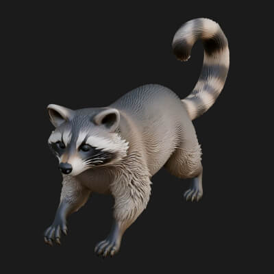 Raccoon Statue Design 1 3D Print Model