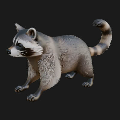 Raccoon Statue Design 2 3D Print Model