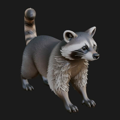 Raccoon Statue Design 3 3D Print Model