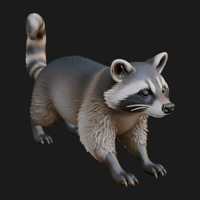 Raccoon Statue Design 4 3D Print Model