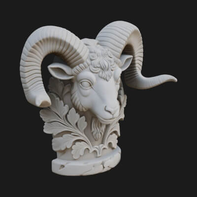 Ram Head Column Capital Design 3 3D Print Model
