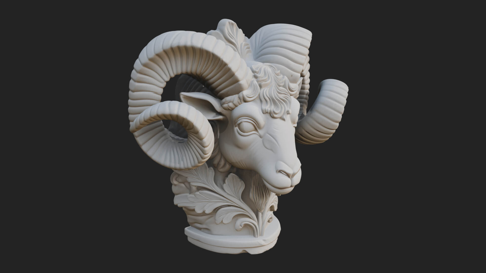 Ram Head Column Capital Design 4 3D Print Model 3D Model
