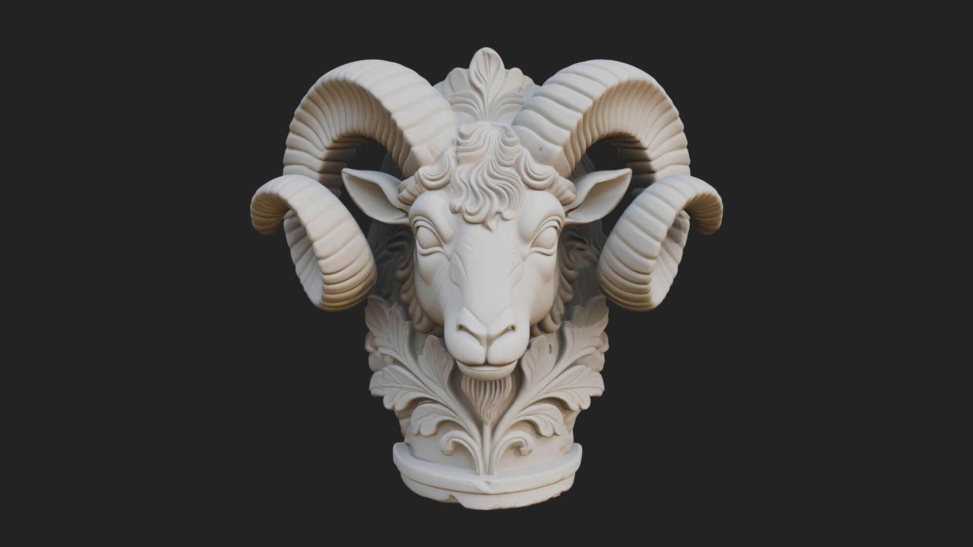 Ram Head Column Capital Design 4 3D Print Model 3D Model