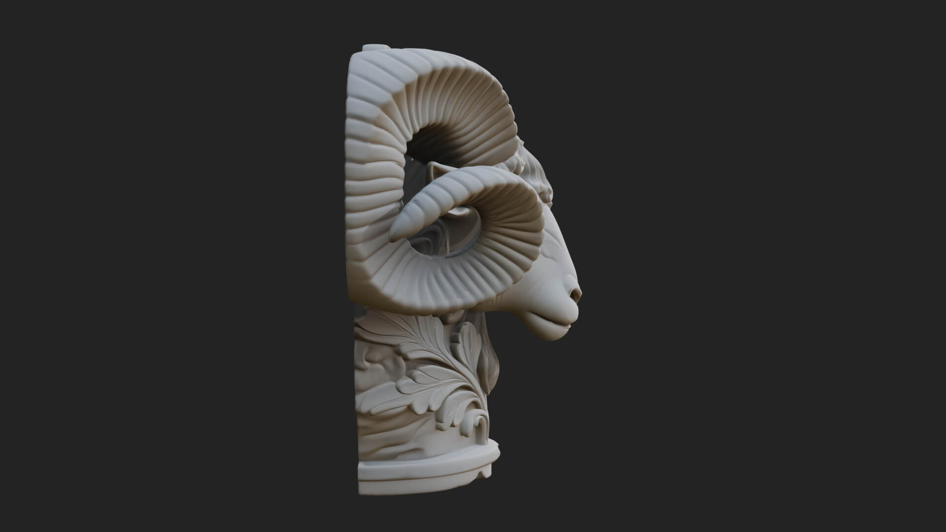 Ram Head Column Capital Design 4 3D Print Model 3D Model
