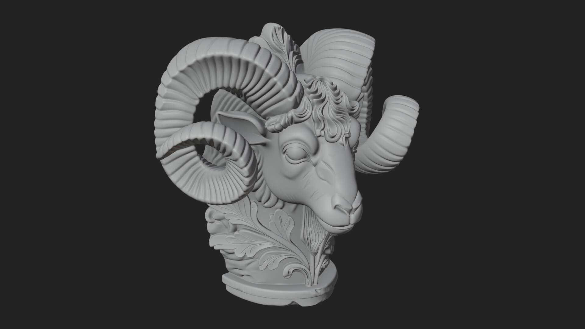 Ram Head Column Capital Design 4 3D Print Model 3D Model