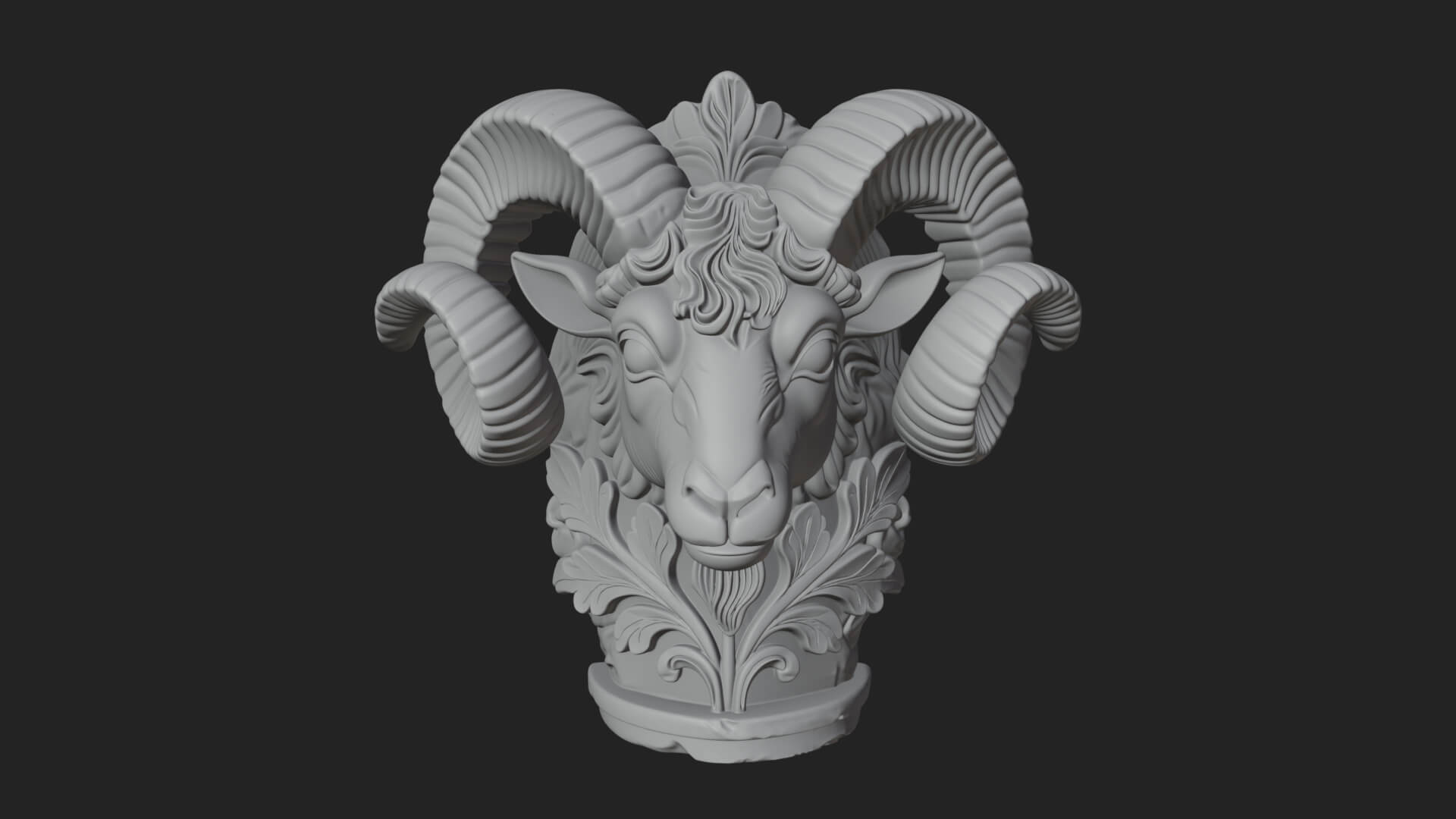 Ram Head Column Capital Design 4 3D Print Model 3D Model