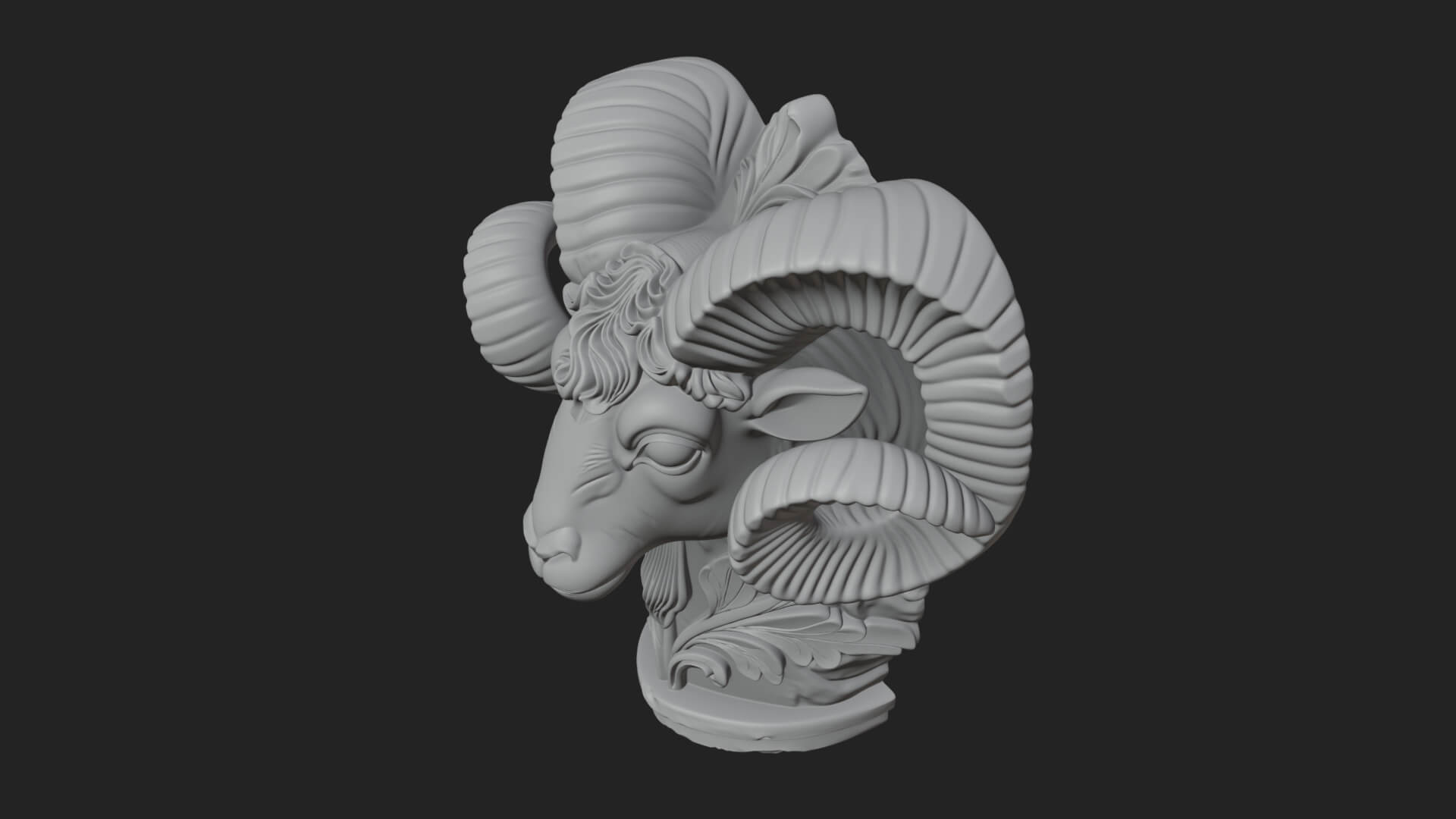 Ram Head Column Capital Design 4 3D Print Model 3D Model