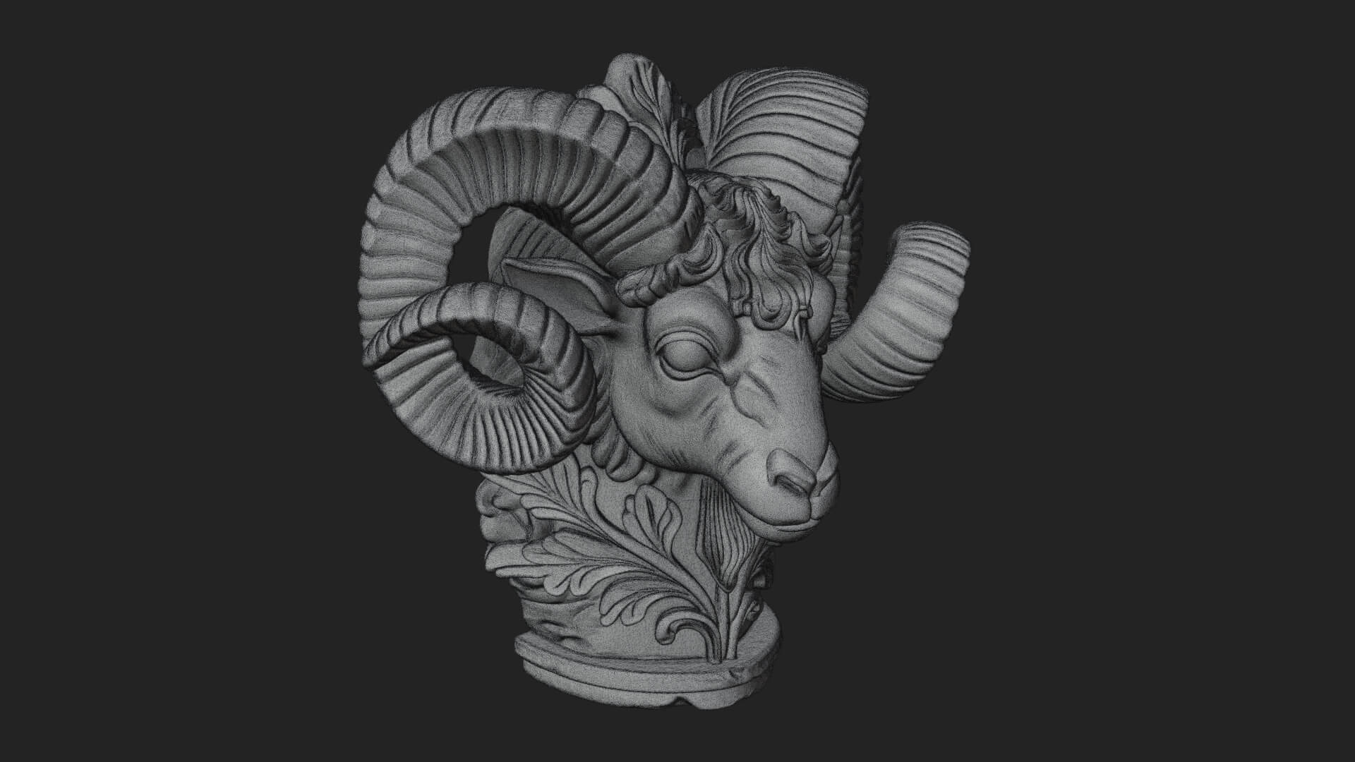 Ram Head Column Capital Design 4 3D Print Model 3D Model