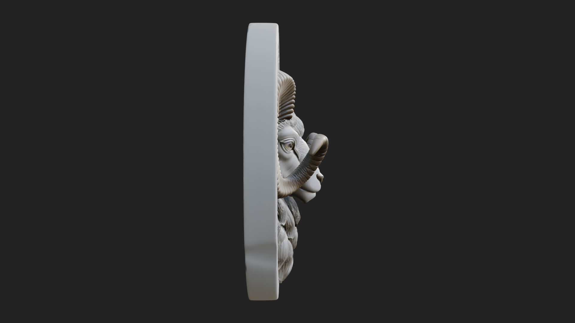 Ram Head Oval Relief Plaque Design 1 3D Print Model 3D Model