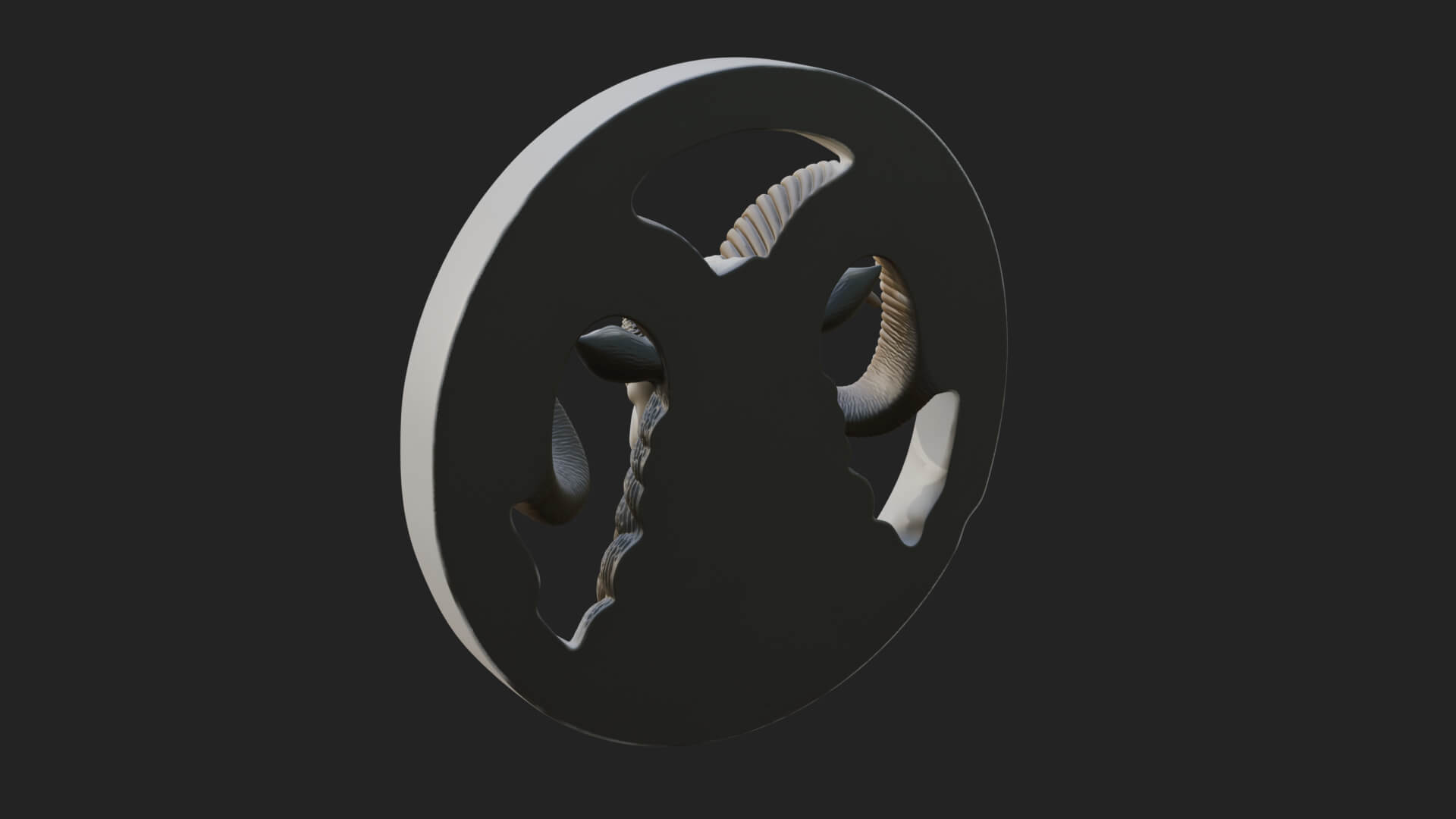 Ram Head Oval Relief Plaque Design 1 3D Print Model 3D Model
