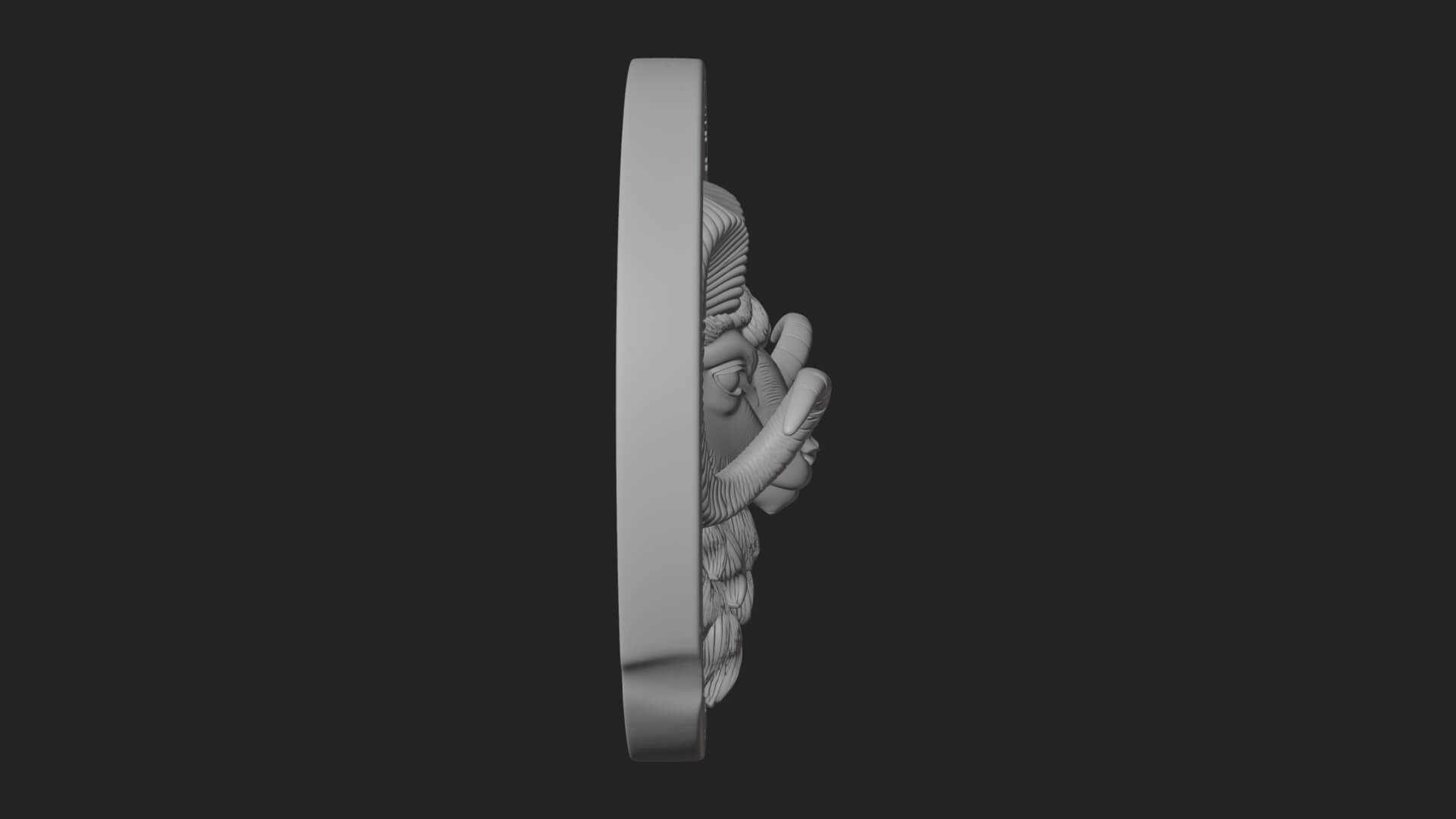 Ram Head Oval Relief Plaque Design 1 3D Print Model 3D Model