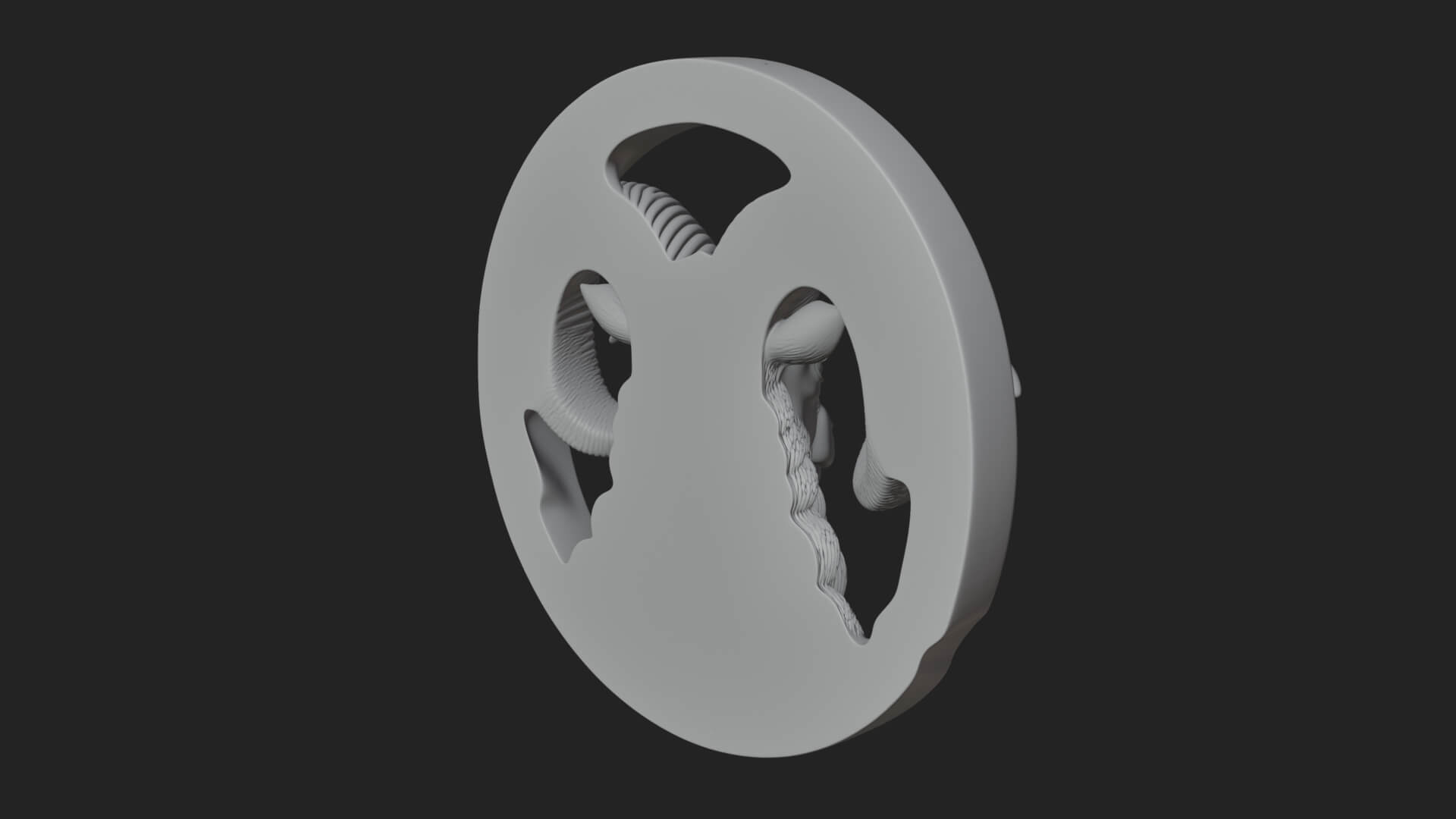 Ram Head Oval Relief Plaque Design 1 3D Print Model 3D Model