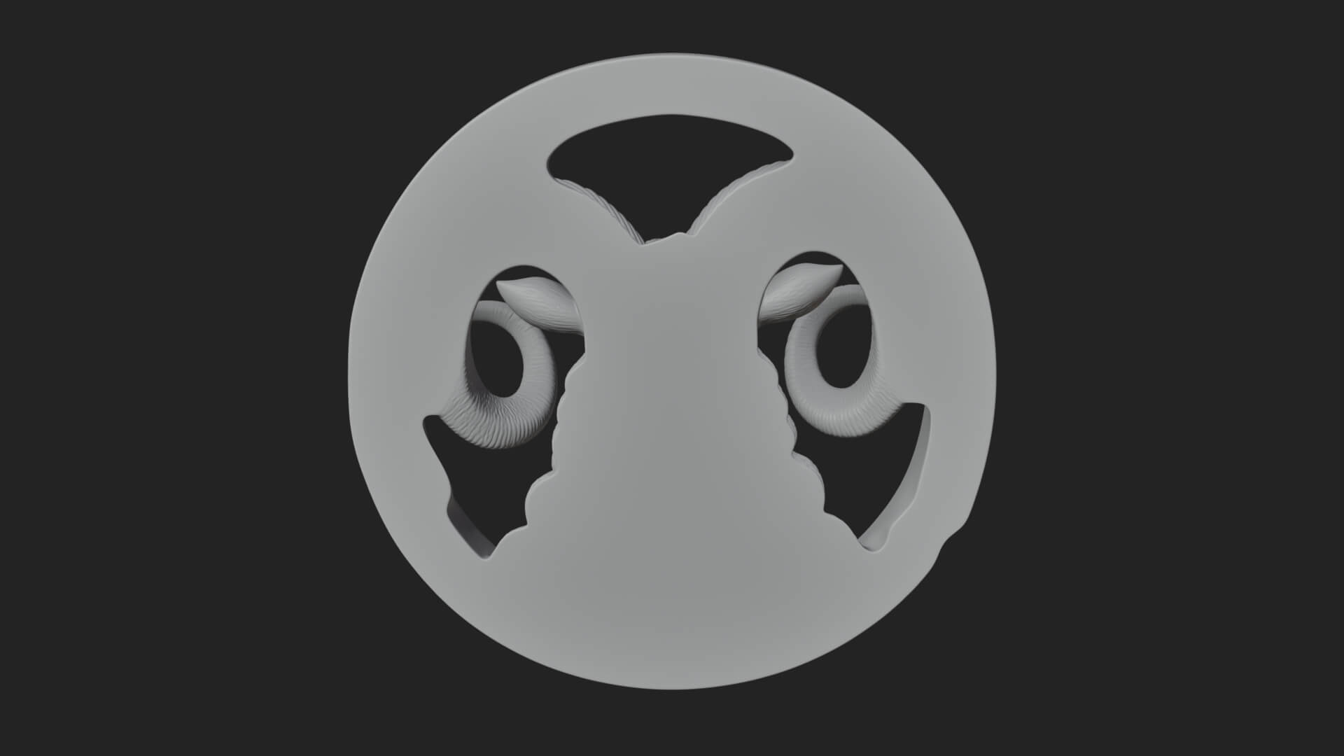 Ram Head Oval Relief Plaque Design 1 3D Print Model 3D Model