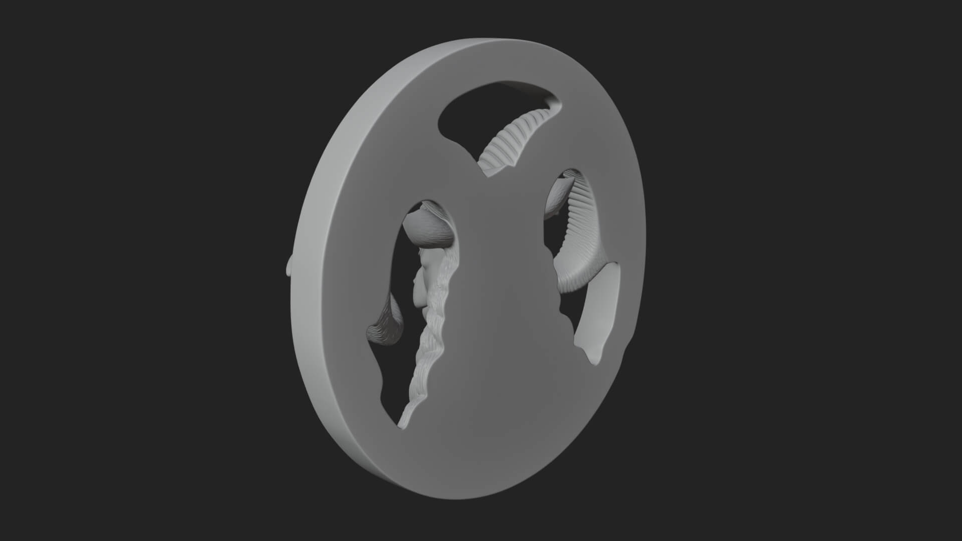 Ram Head Oval Relief Plaque Design 1 3D Print Model 3D Model