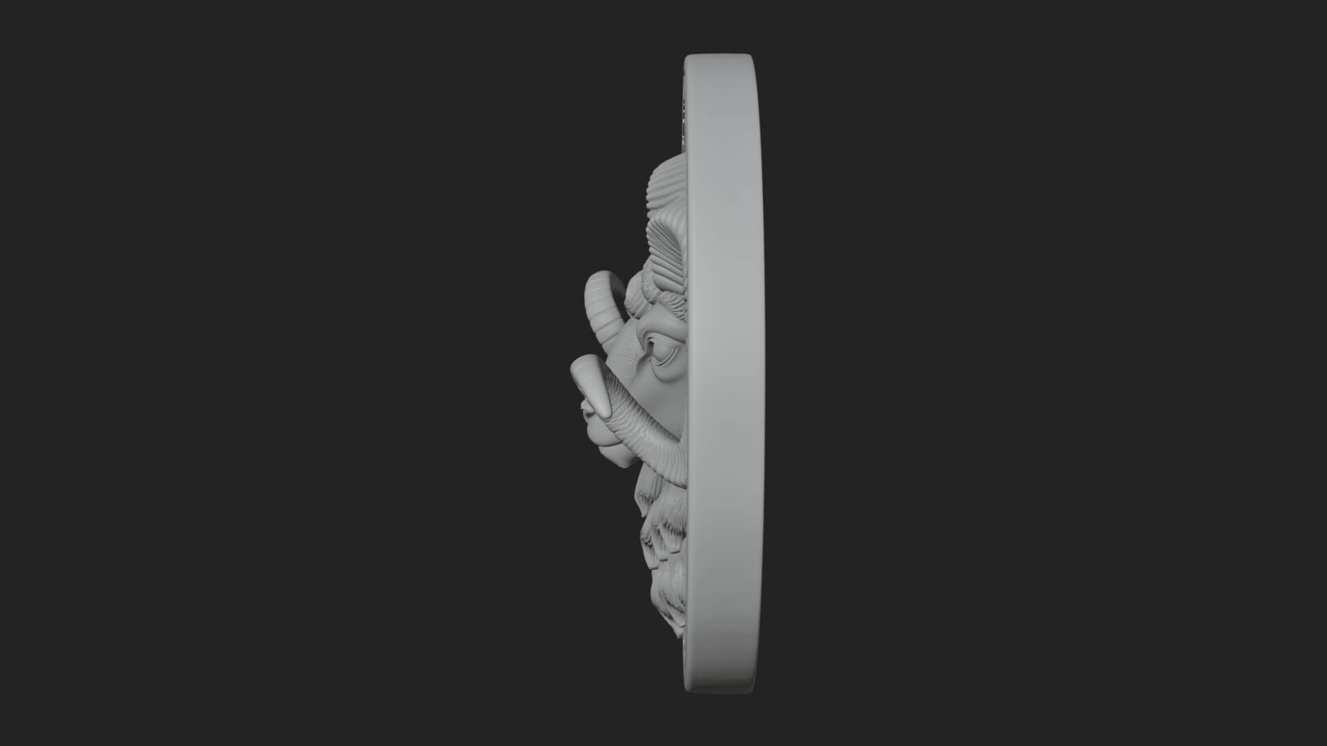 Ram Head Oval Relief Plaque Design 1 3D Print Model 3D Model