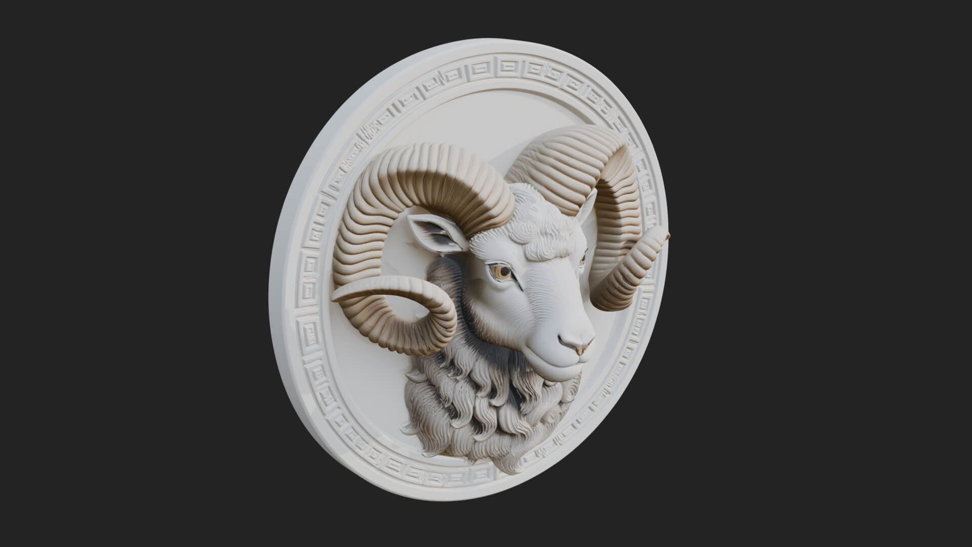 Ram Head Oval Relief Plaque Design 2 3D Print Model 3D Model