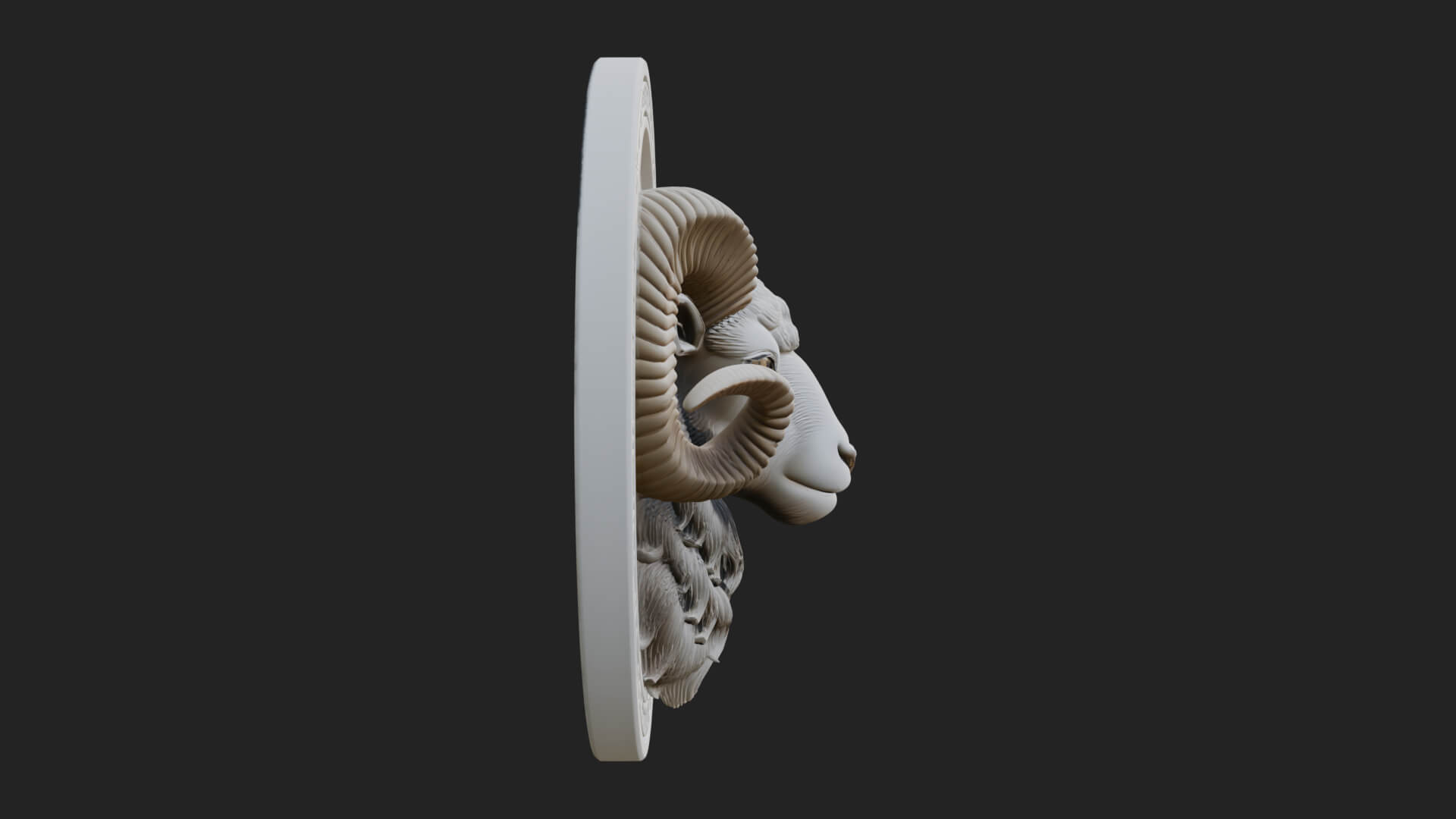 Ram Head Oval Relief Plaque Design 2 3D Print Model 3D Model
