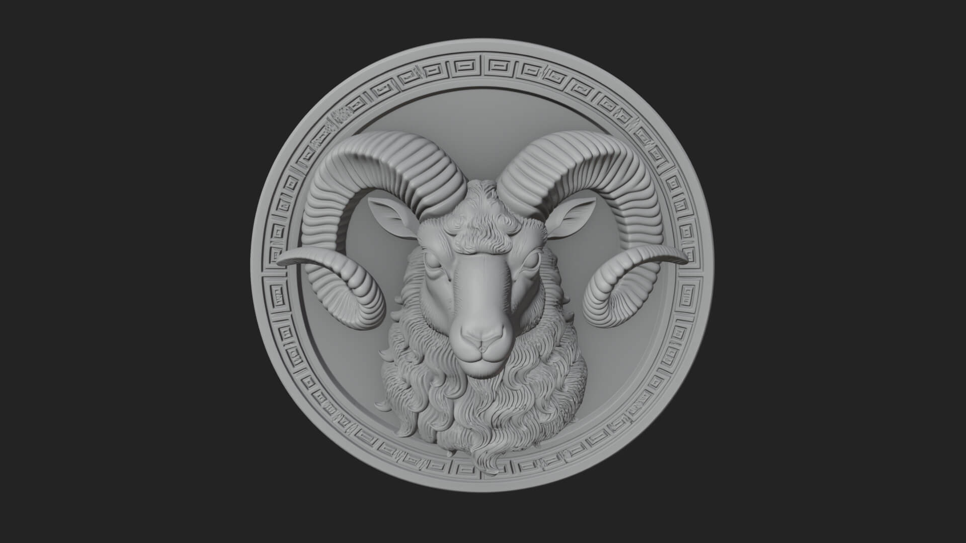 Ram Head Oval Relief Plaque Design 2 3D Print Model 3D Model