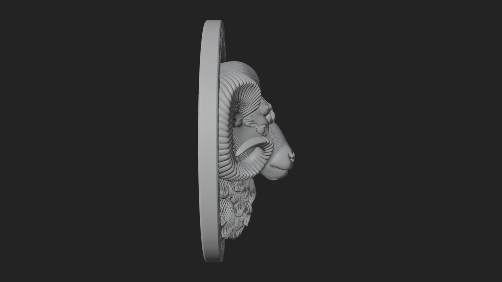 Ram Head Oval Relief Plaque Design 2 3D Print Model 3D Model