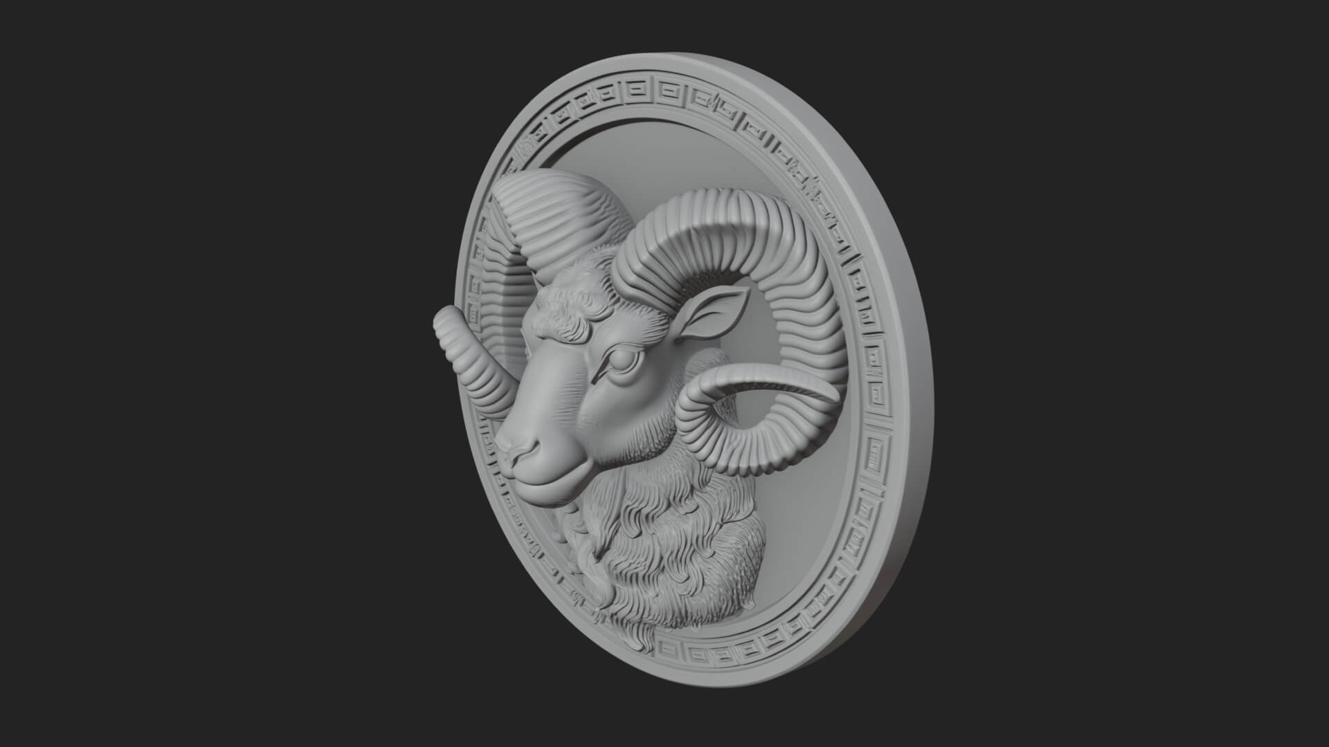 Ram Head Oval Relief Plaque Design 2 3D Print Model 3D Model