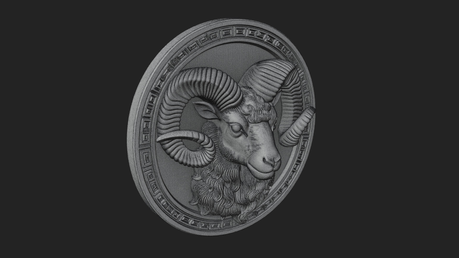 Ram Head Oval Relief Plaque Design 2 3D Print Model 3D Model