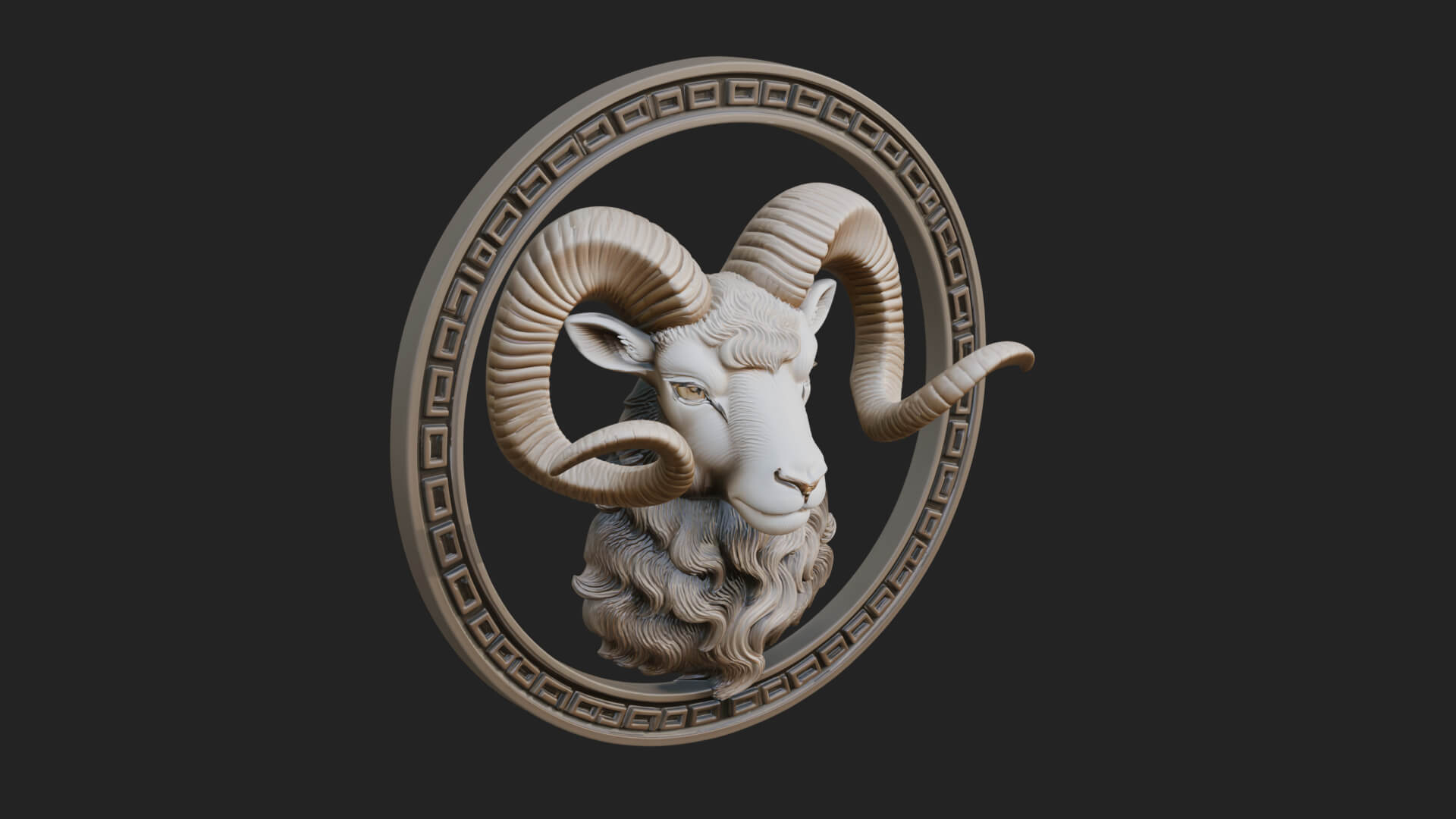 Ram Head Oval Relief Plaque Design 3 3D Print Model 3D Model