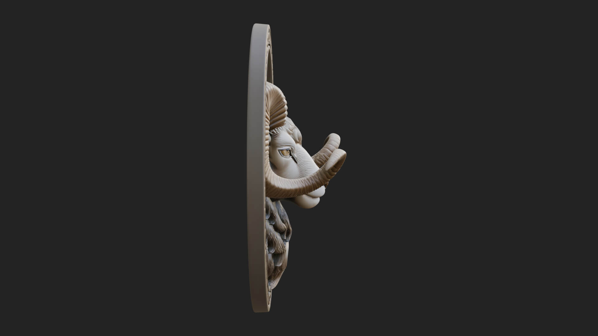 Ram Head Oval Relief Plaque Design 3 3D Print Model 3D Model