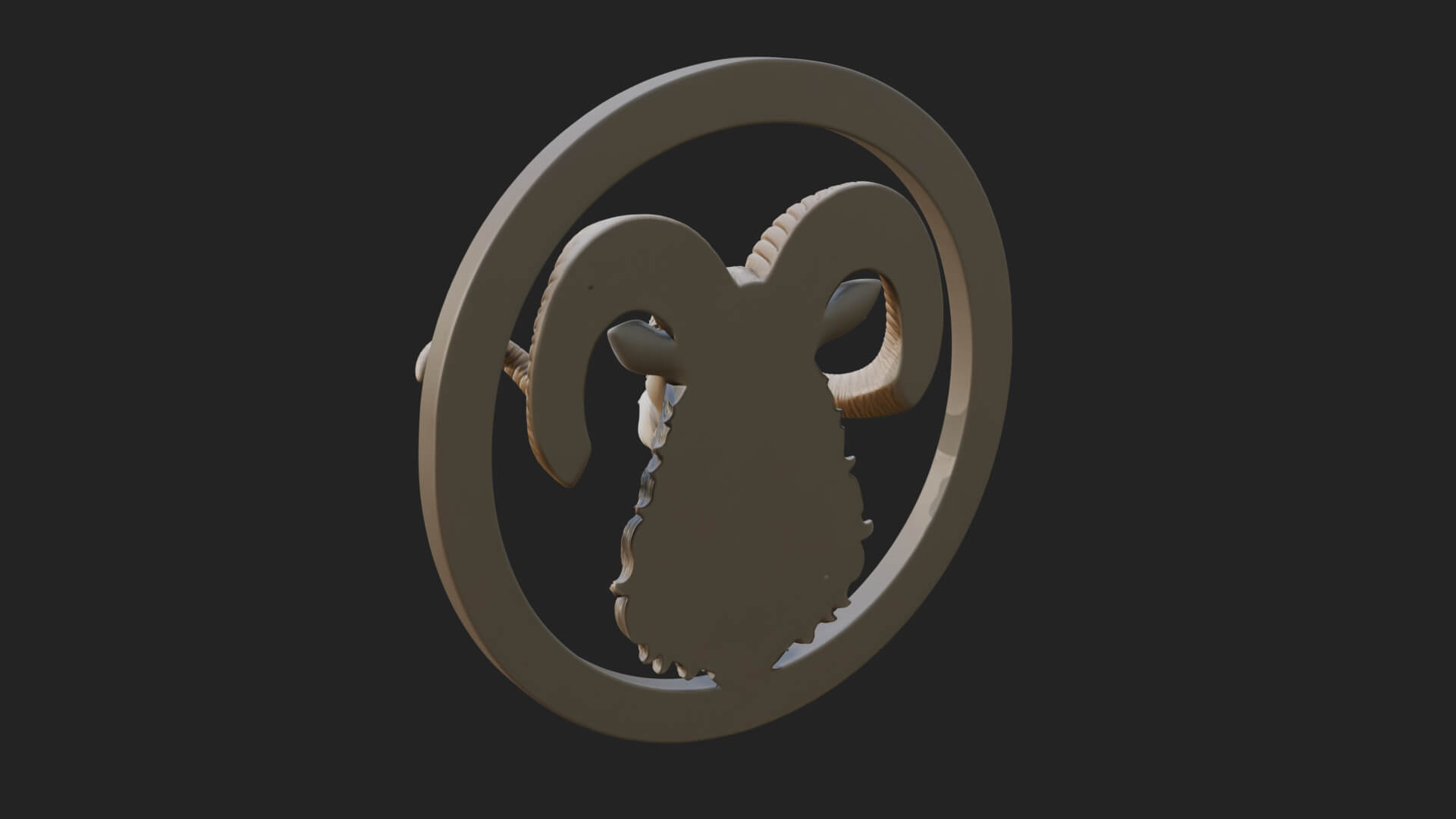 Ram Head Oval Relief Plaque Design 3 3D Print Model 3D Model