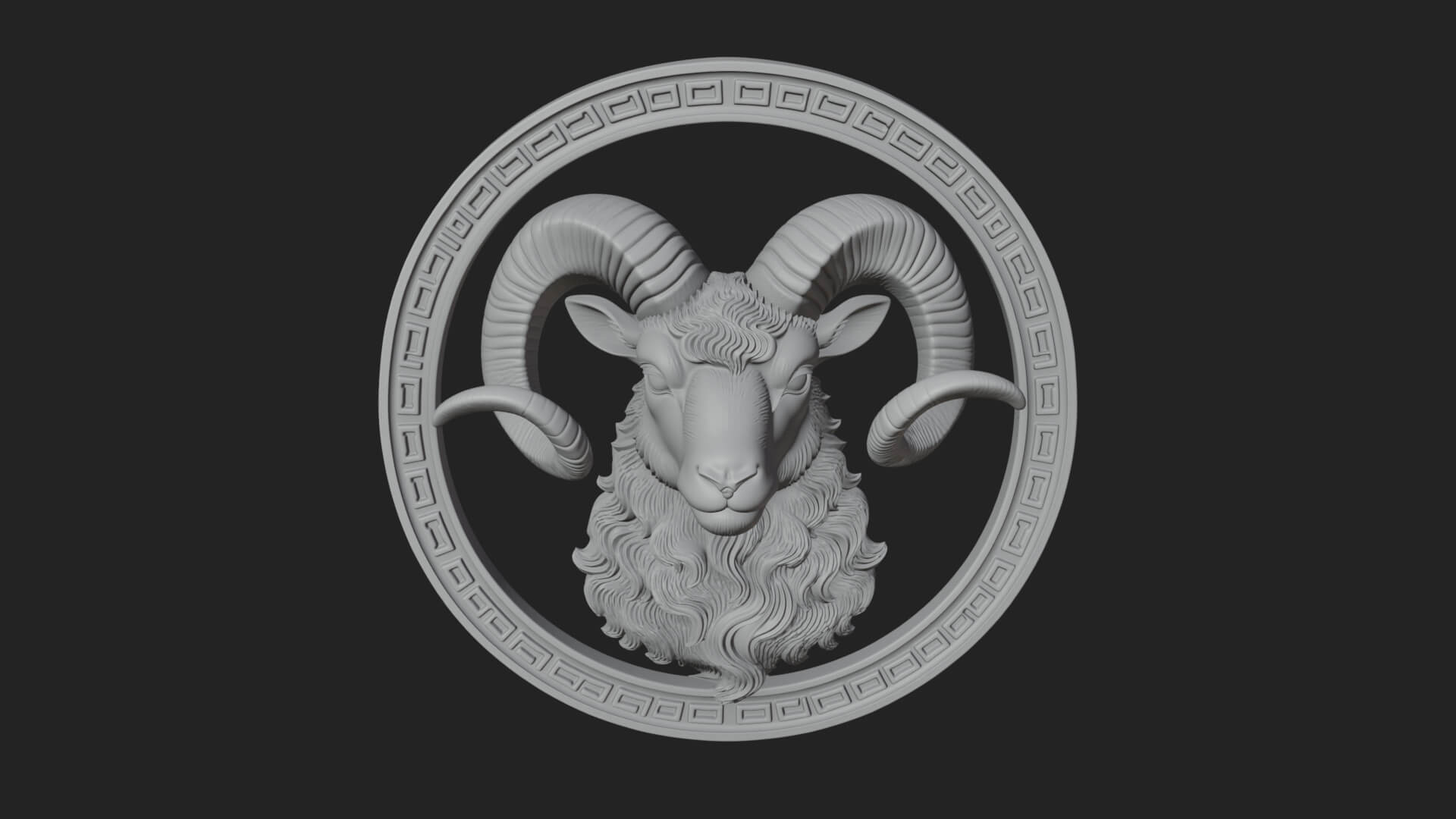 Ram Head Oval Relief Plaque Design 3 3D Print Model 3D Model