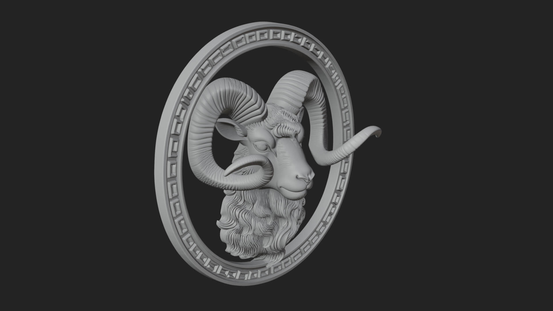 Ram Head Oval Relief Plaque Design 3 3D Print Model 3D Model