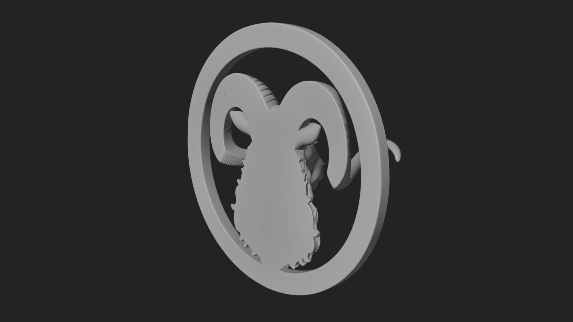 Ram Head Oval Relief Plaque Design 3 3D Print Model 3D Model