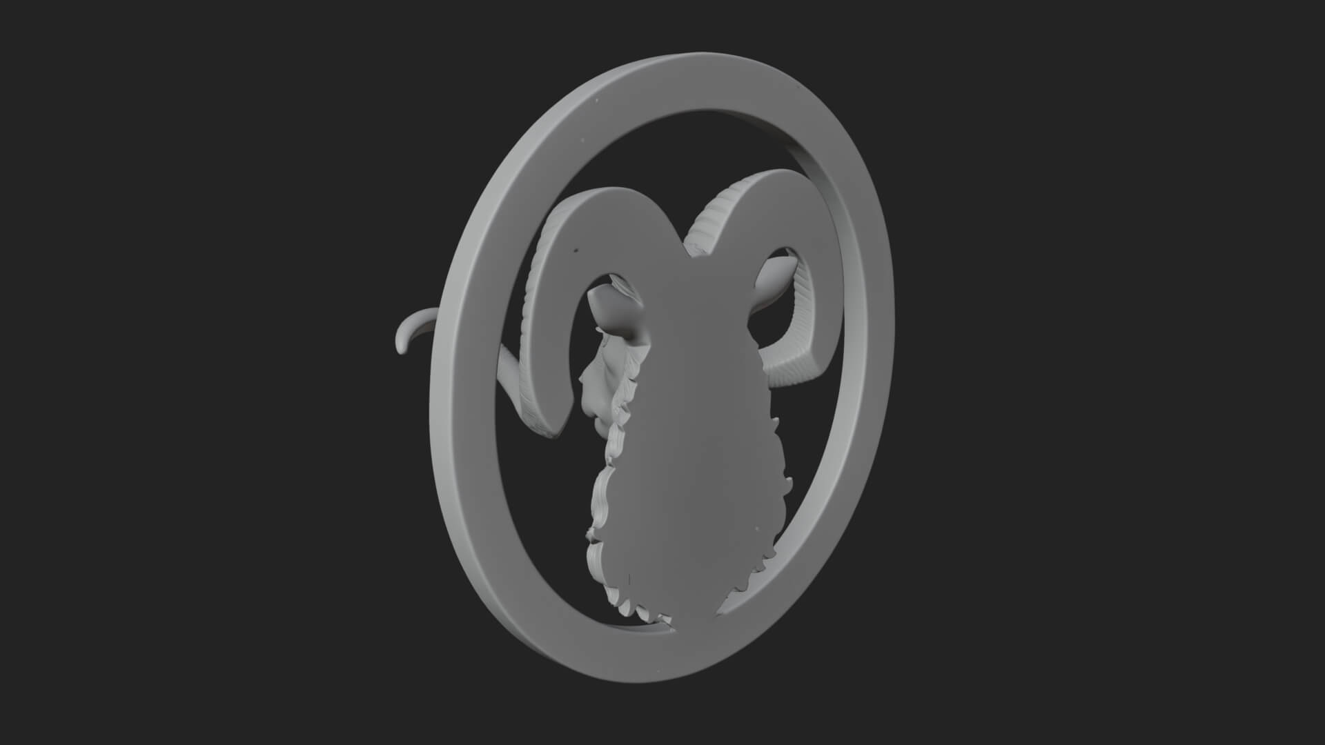 Ram Head Oval Relief Plaque Design 3 3D Print Model 3D Model