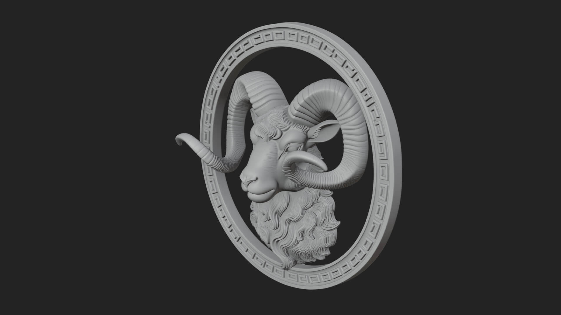 Ram Head Oval Relief Plaque Design 3 3D Print Model 3D Model