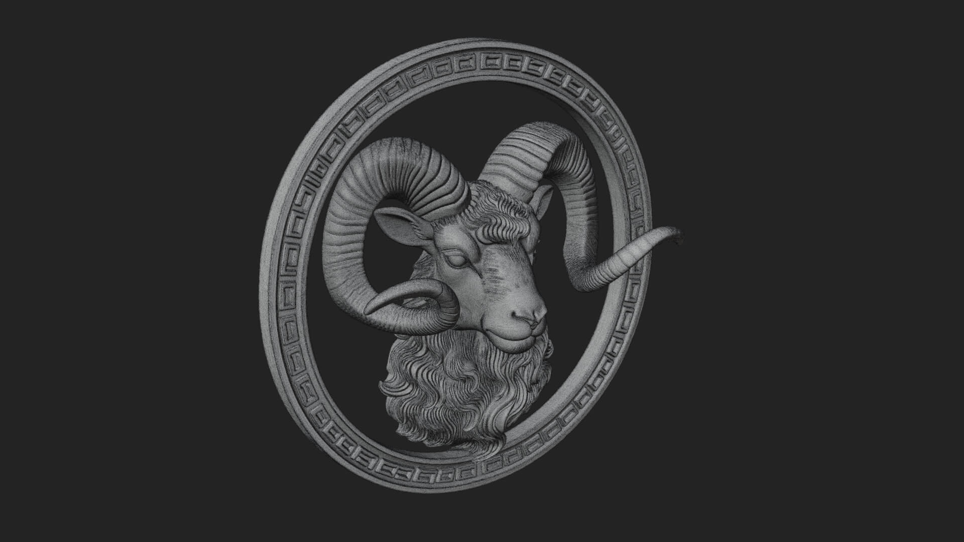Ram Head Oval Relief Plaque Design 3 3D Print Model 3D Model