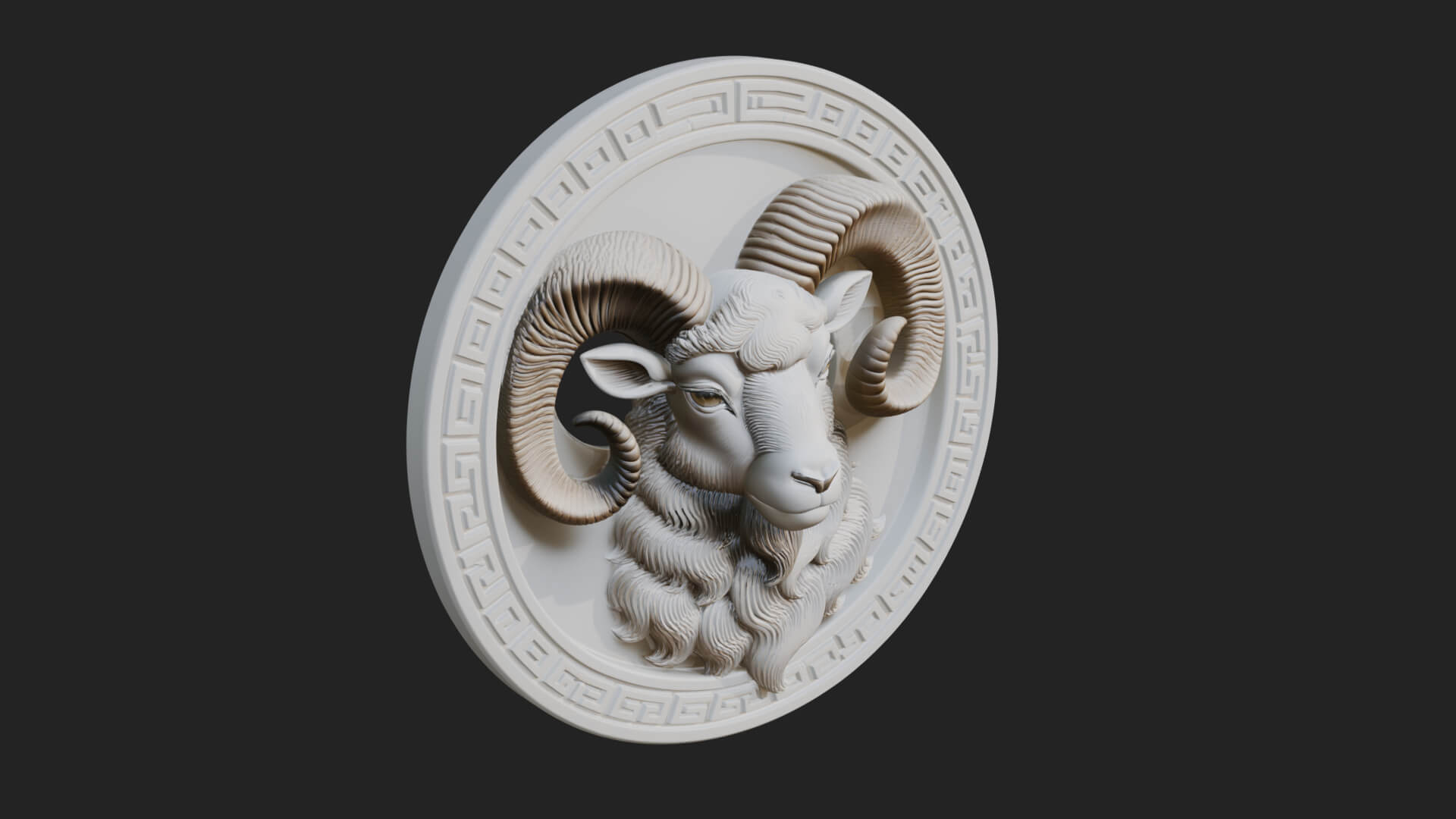 Ram Head Oval Relief Plaque Design 4 3D Print Model 3D Model