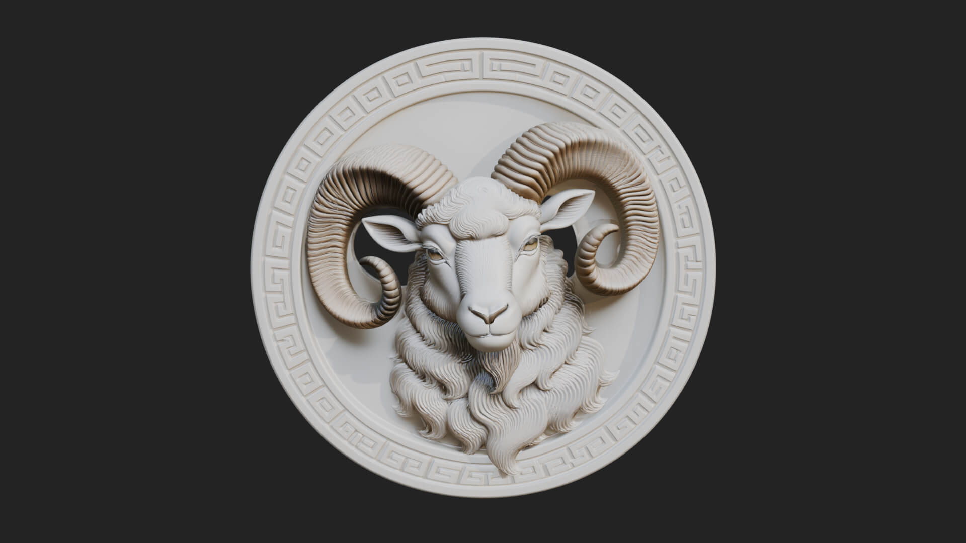 Ram Head Oval Relief Plaque Design 4 3D Print Model 3D Model